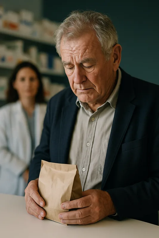 An older man at a pharmacy