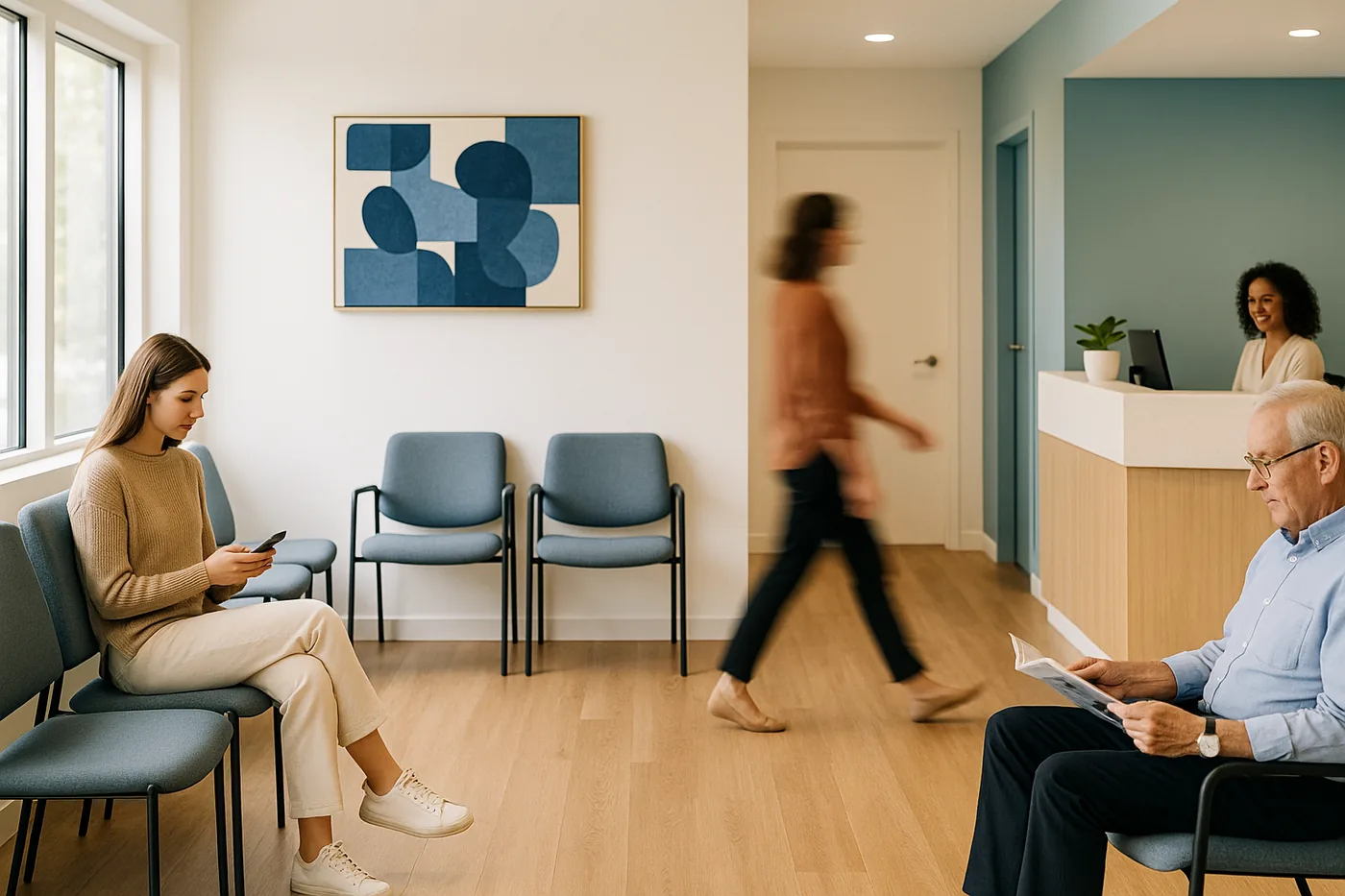 A calm, welcoming clinic waiting room