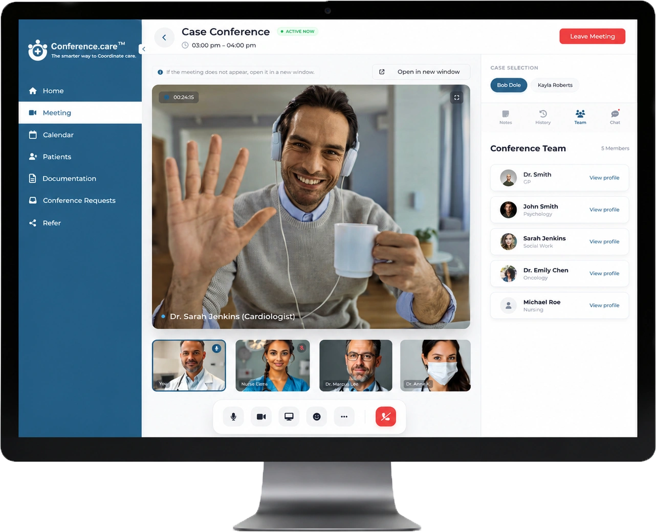 The Conference.care app during a live case conference